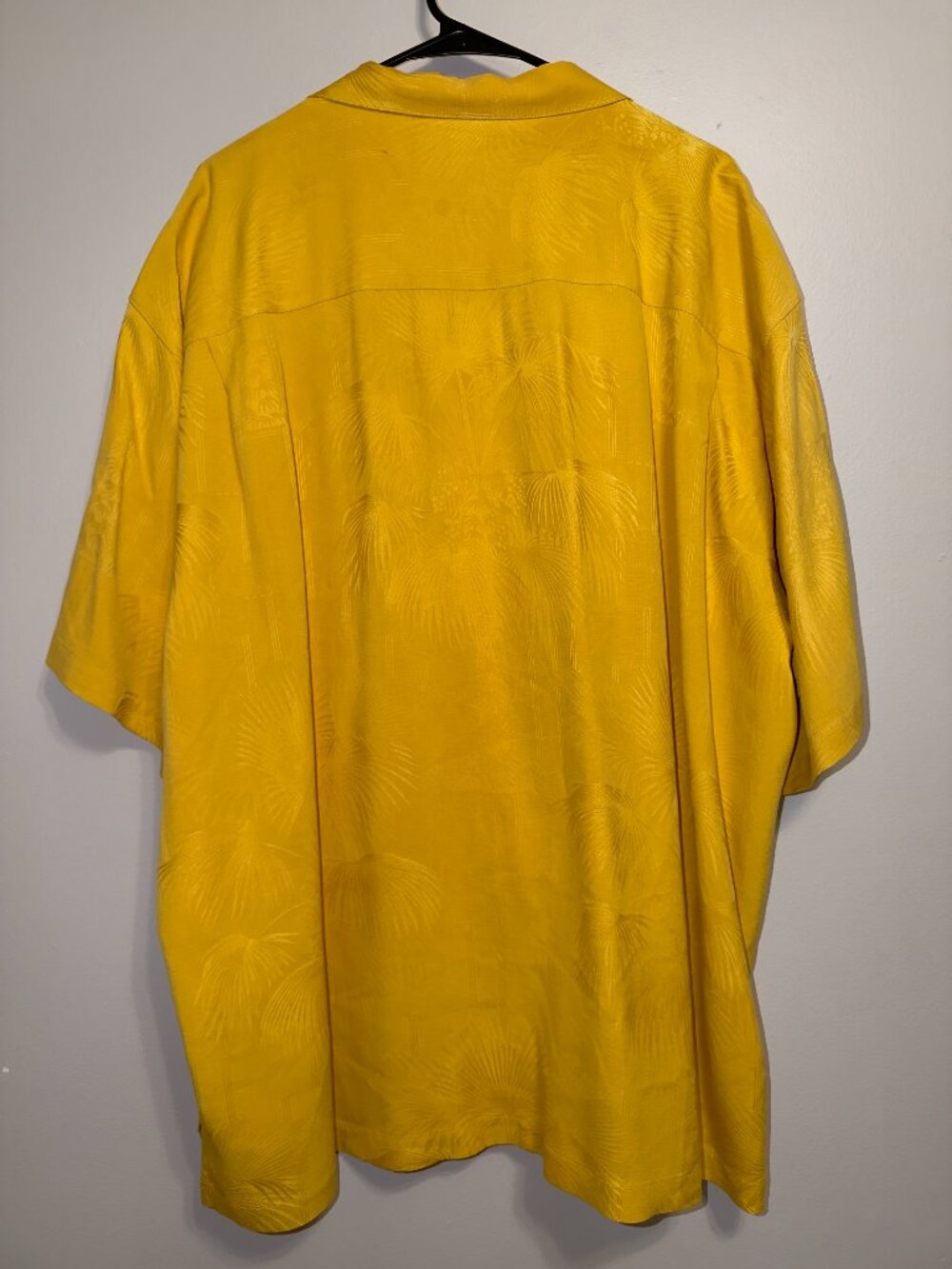 Tommy Bahama XXL Yellow Tonal Palm Leaf 100% Silk Short Sleeve Camp Shirt - Picture 7 of 7
